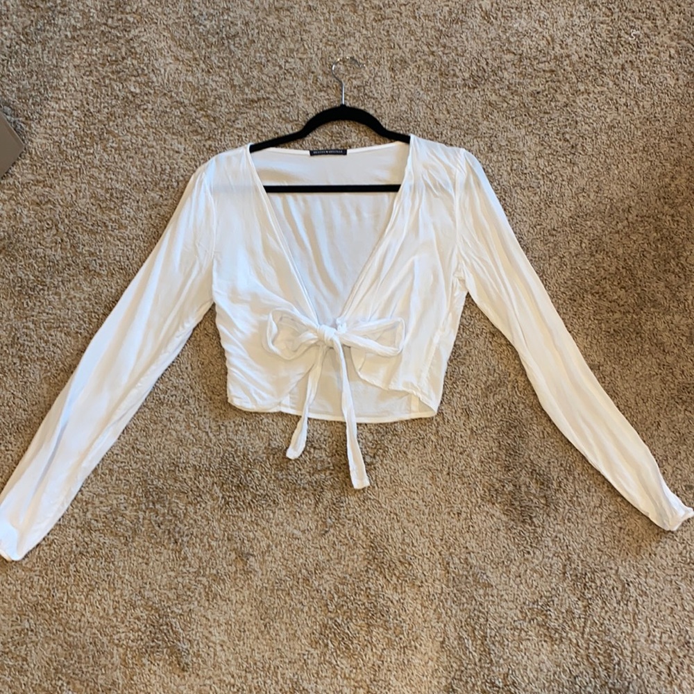 Brandy Melville- white tie top- one size